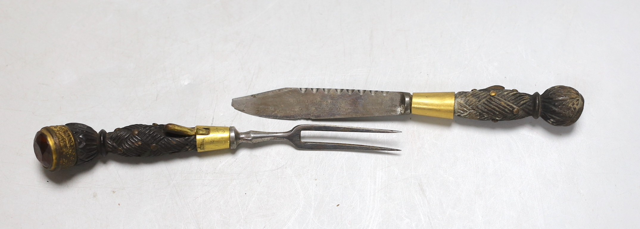 A Victorian Scottish dirk, Cairngorm lacking, 48cms long